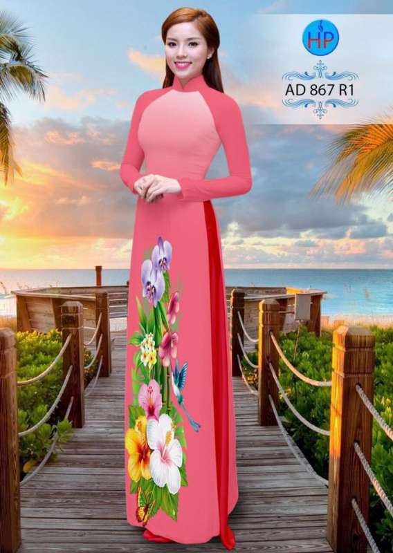 Vải áo dài hoa 3D