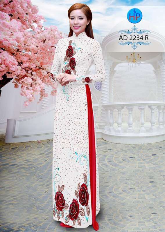Vải áo dài hoa Hồng
