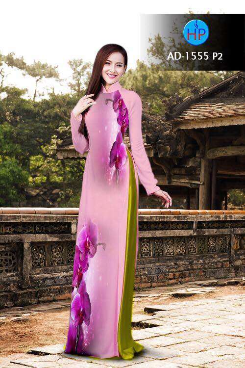 Vải áo dài hoa Lan tím