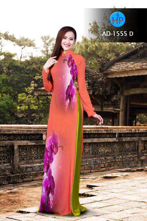 Vải áo dài hoa Lan tím