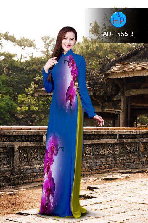 Vải áo dài hoa Lan tím
