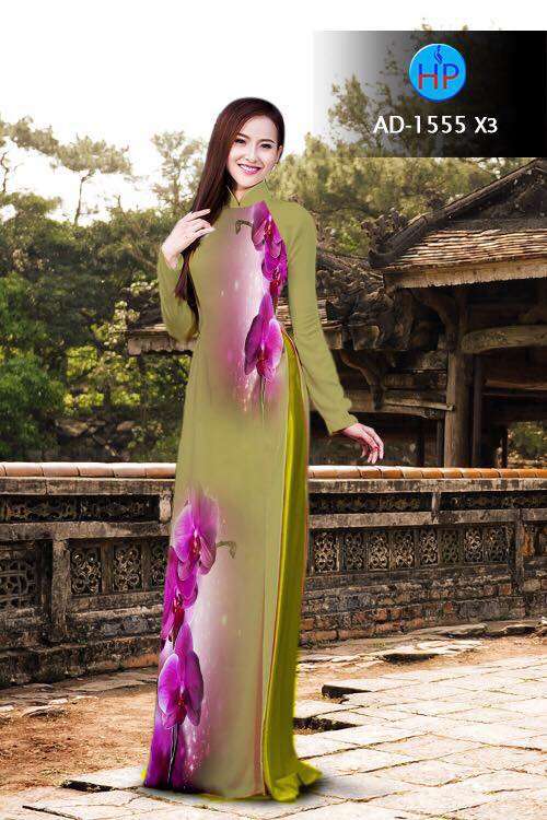 Vải áo dài hoa Lan tím