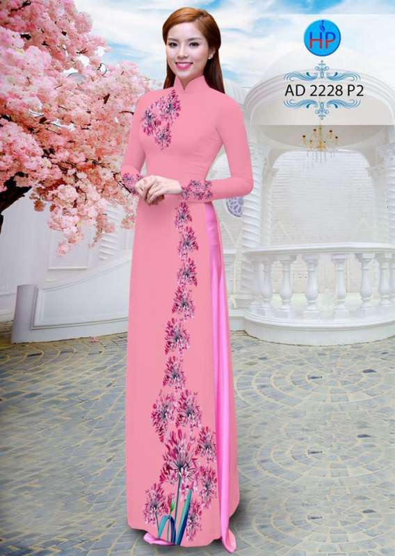 Vải áo dài hoa chạy dọc