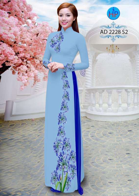 Vải áo dài hoa chạy dọc