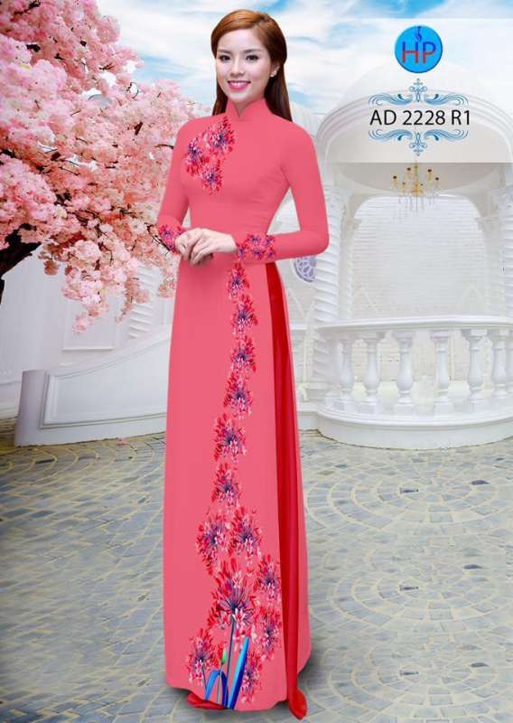 Vải áo dài hoa chạy dọc