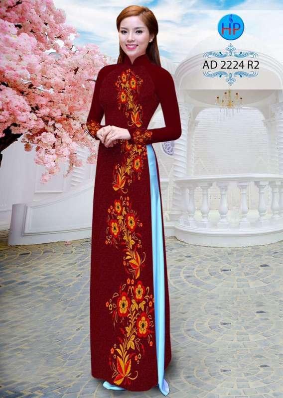 Vải áo dài hoa nhỏ chạy dọc