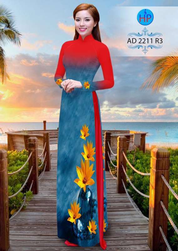 Vải áo dài hoa 3D