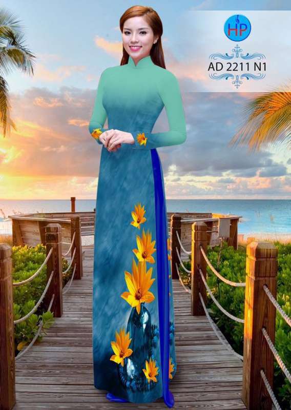 Vải áo dài hoa 3D