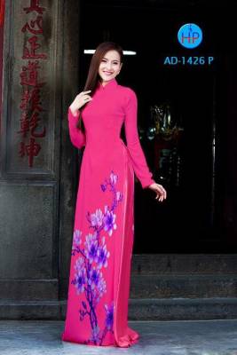 Vải áo dài cành hoa Sứ-DT 1976