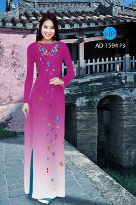 Vải áo dài hoa nhỏ chạy dọc-DT 2039
