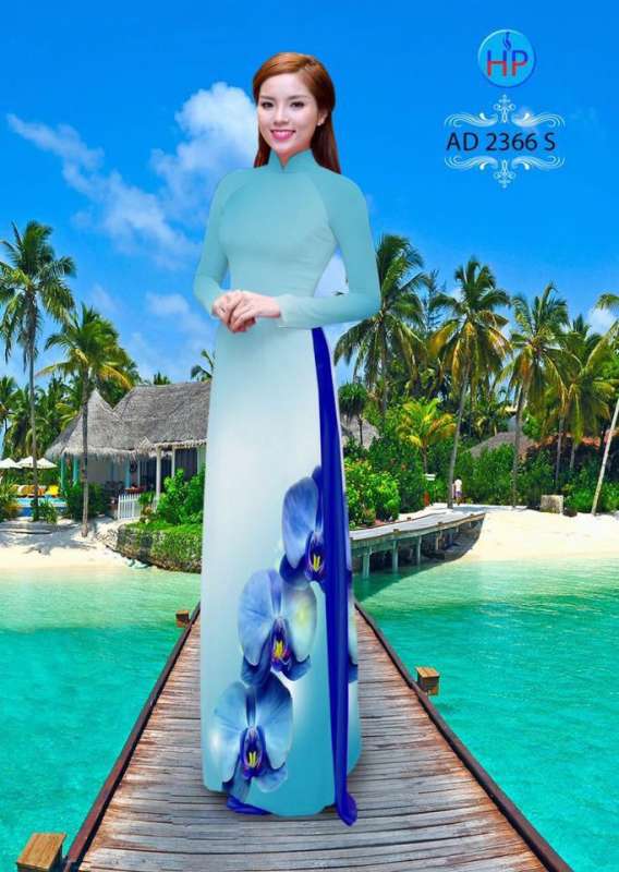 Vải áo dài hoa 3D