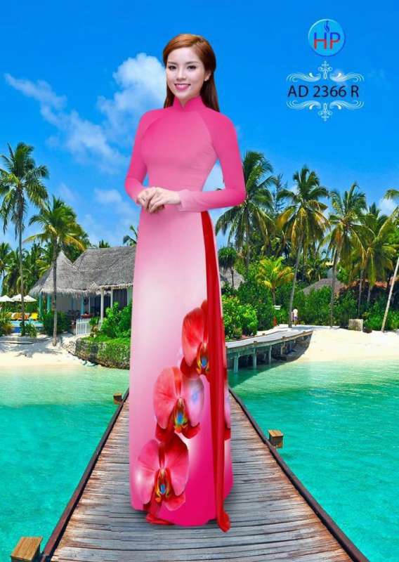 Vải áo dài hoa 3D