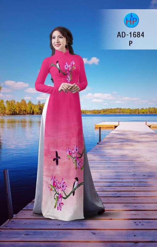 Vải áo dài hoa và chim