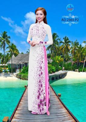 Vải áo dài hoa nhỏ chạy dọc-DT 2046