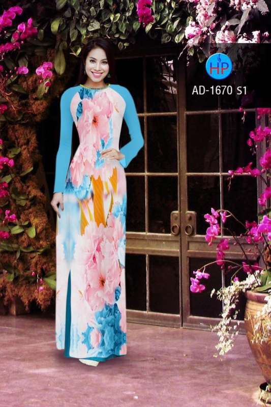 Vải áo dài hoa 3D