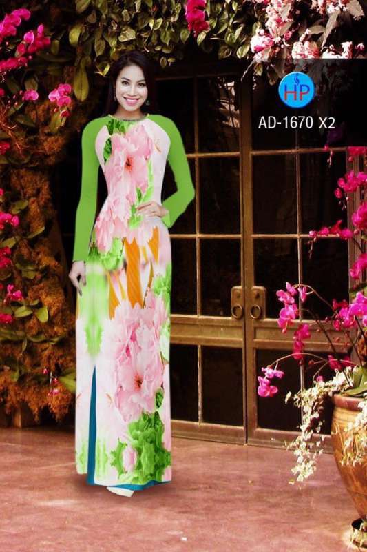 Vải áo dài hoa 3D