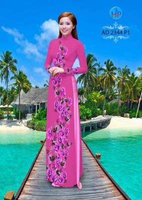 Vải áo dài hoa chạy dọc-DT 2055