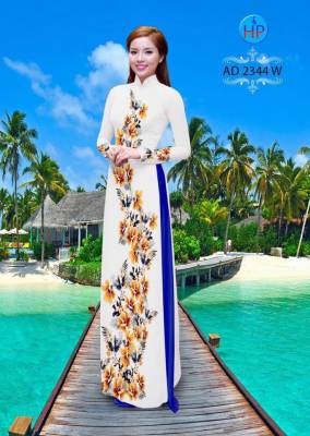 Vải áo dài hoa chạy dọc-DT 2055