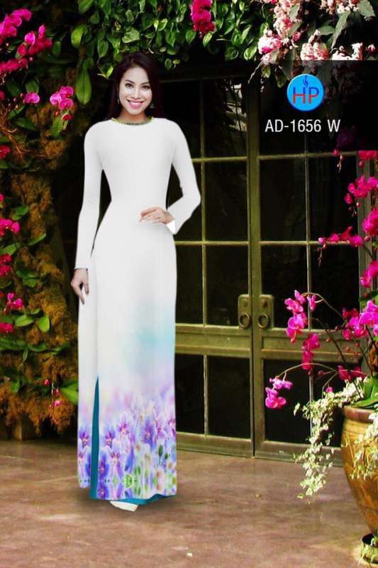 Vải áo dài hoa tà dưới
