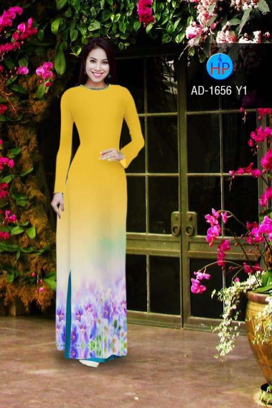 Vải áo dài hoa tà dưới