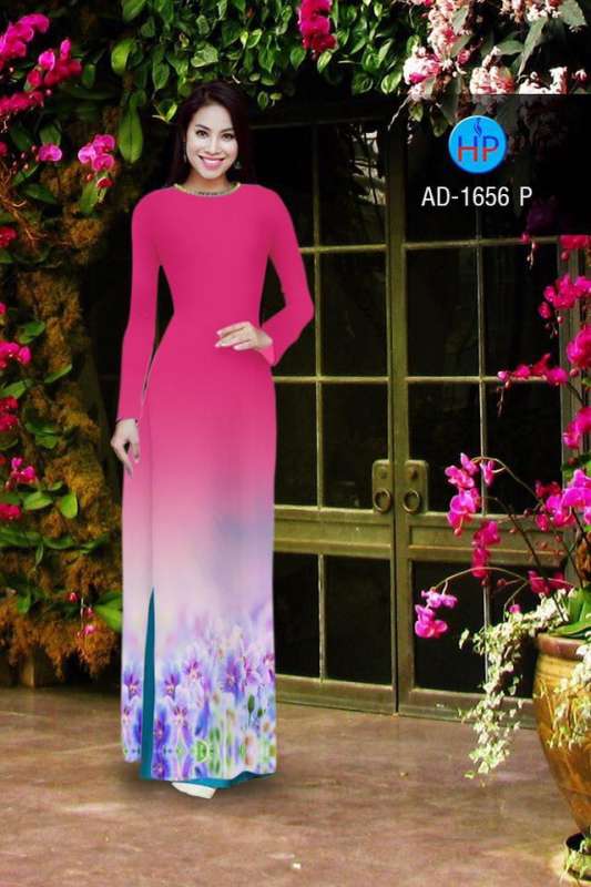 Vải áo dài hoa tà dưới