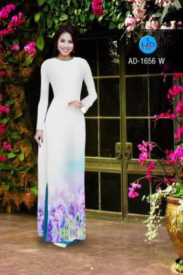 Vải áo dài hoa tà dưới-DT 2062