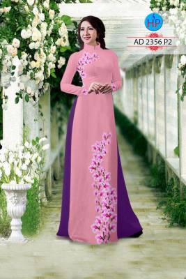 Vải áo dài cành hoa trên dưới-DT 2119