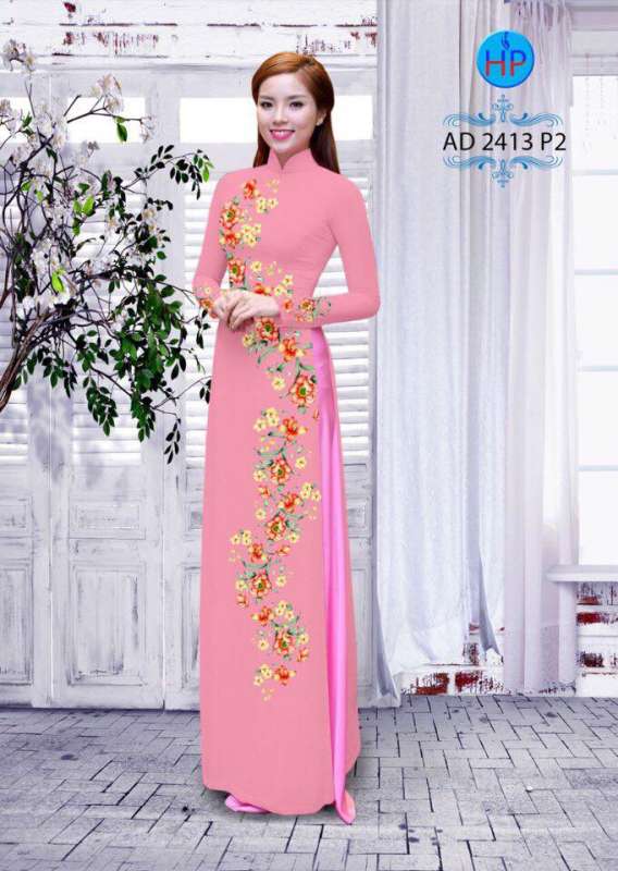 Vải áo dài hoa chạy dọc