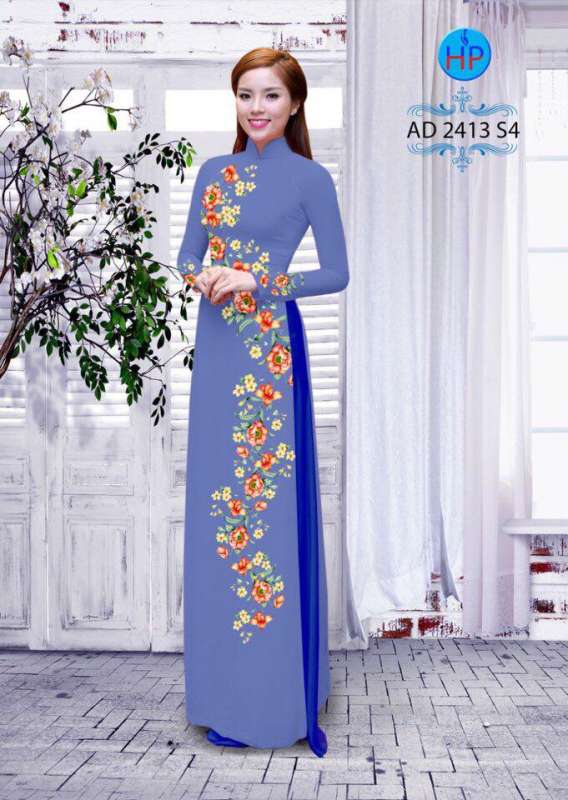 Vải áo dài hoa chạy dọc