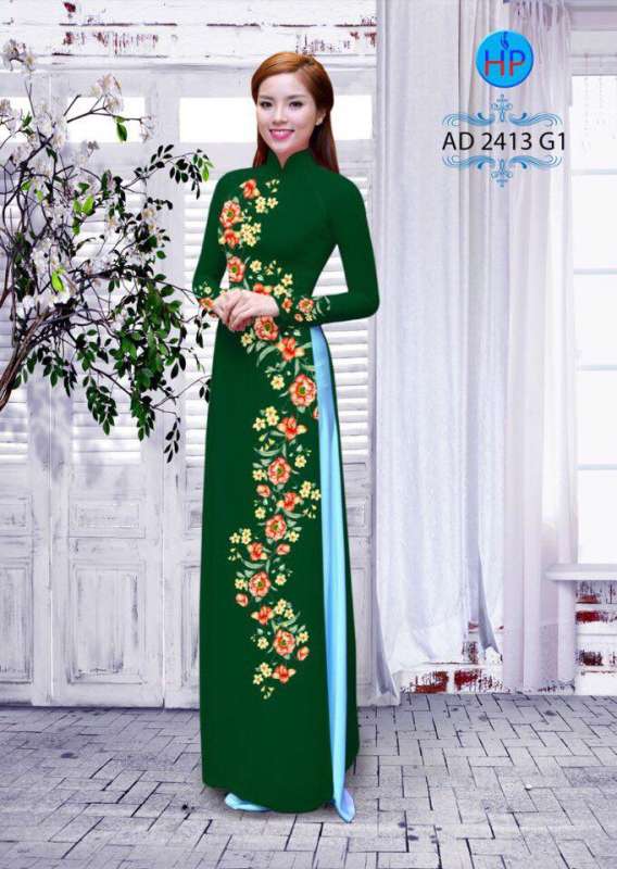 Vải áo dài hoa chạy dọc