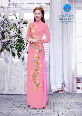 Vải áo dài hoa chạy dọc-DT 2120