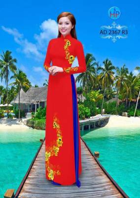 Vải áo dài hoa dây trên dưới-DT 2122