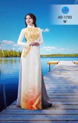 Vải áo dài hoa hồng mờ-DT 2135