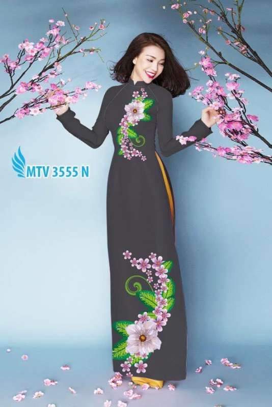 Vải áo dài hoa trên dưới