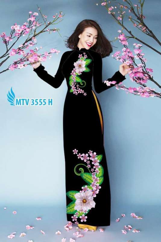 Vải áo dài hoa trên dưới