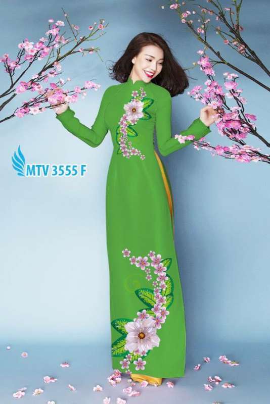 Vải áo dài hoa trên dưới