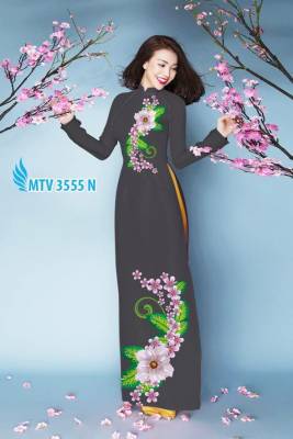 Vải áo dài hoa trên dưới-DT 2162