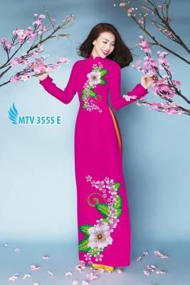 Vải áo dài hoa trên dưới-DT 2162