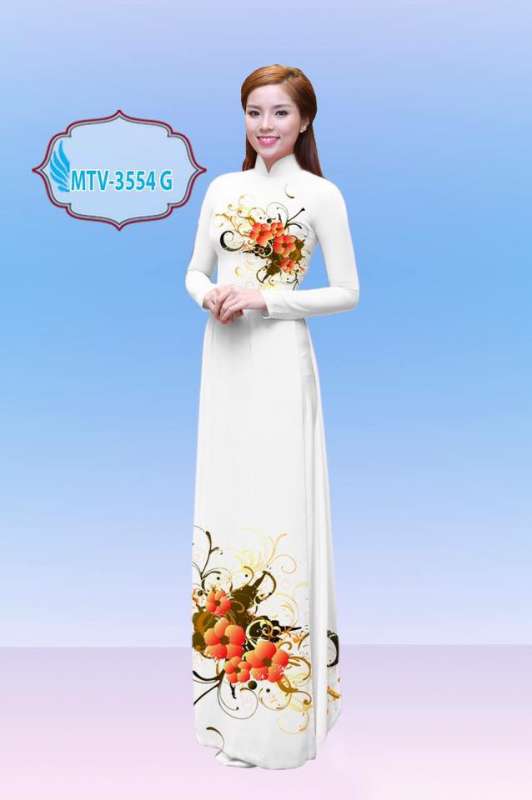 Vải áo dài hoa trên dưới