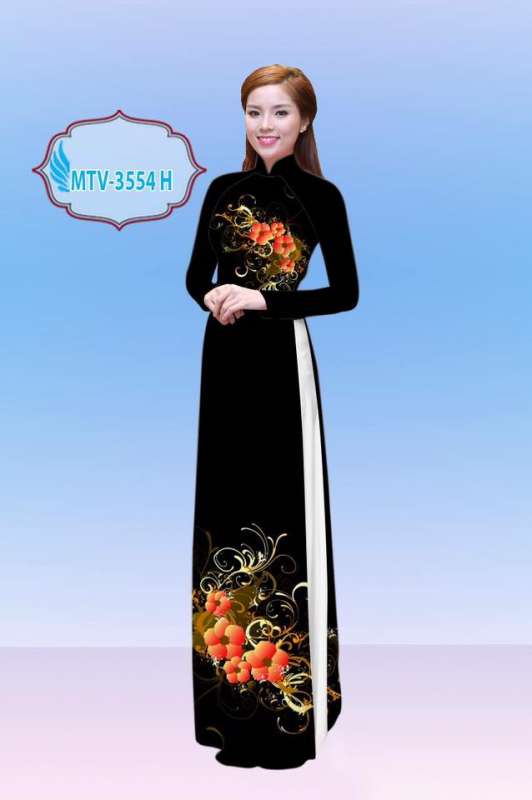Vải áo dài hoa trên dưới