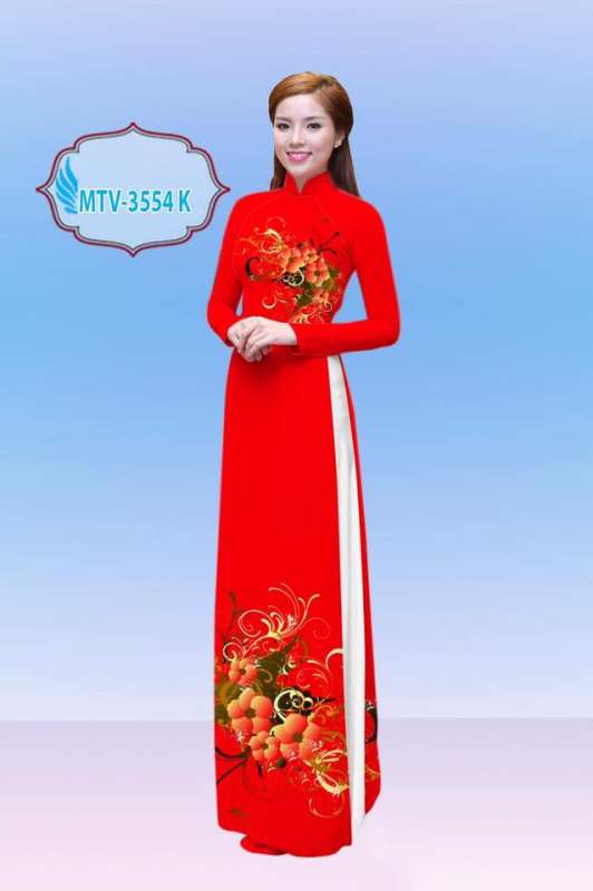 Vải áo dài hoa trên dưới