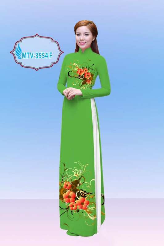 Vải áo dài hoa trên dưới