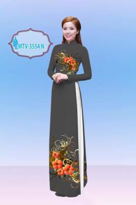 Vải áo dài hoa trên dưới-DT 2163