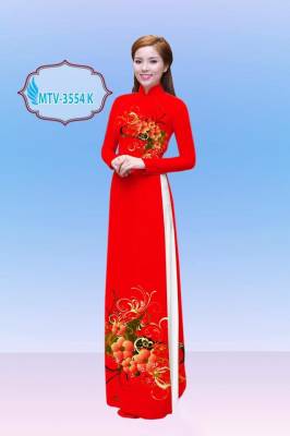 Vải áo dài hoa trên dưới-DT 2163