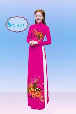 Vải áo dài hoa trên dưới-DT 2163