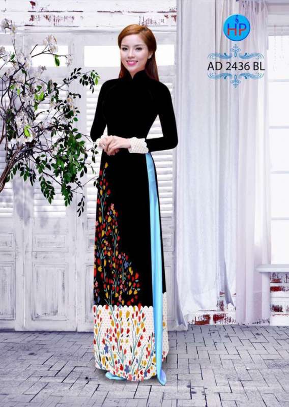 Vải áo dài hoa tà dưới