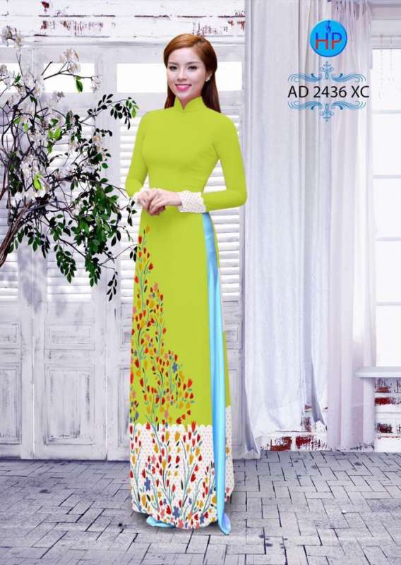 Vải áo dài hoa tà dưới