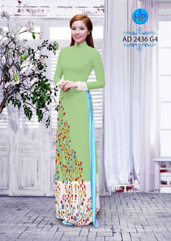 Vải áo dài hoa tà dưới