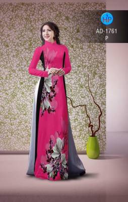 Vải áo dài hoa trên dưới-DT 2174