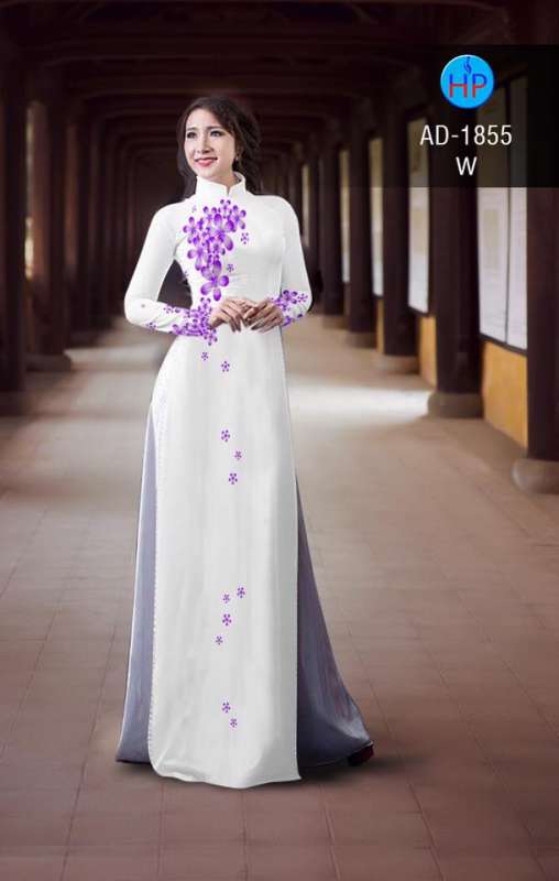 Vải áo dài hoa 3D